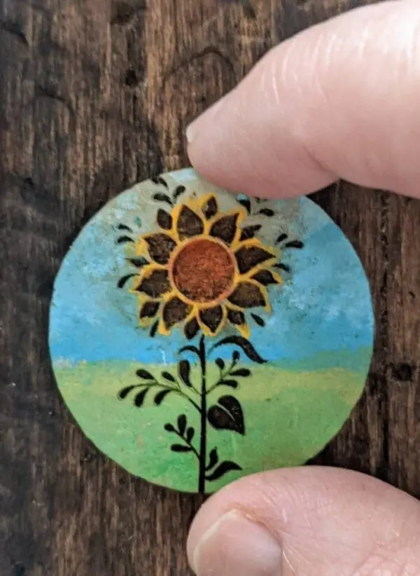 Dollhouse Miniature Wooden Sunflower Plaque