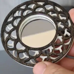 Lovely Miniature Round Scalloped Edge Mirror