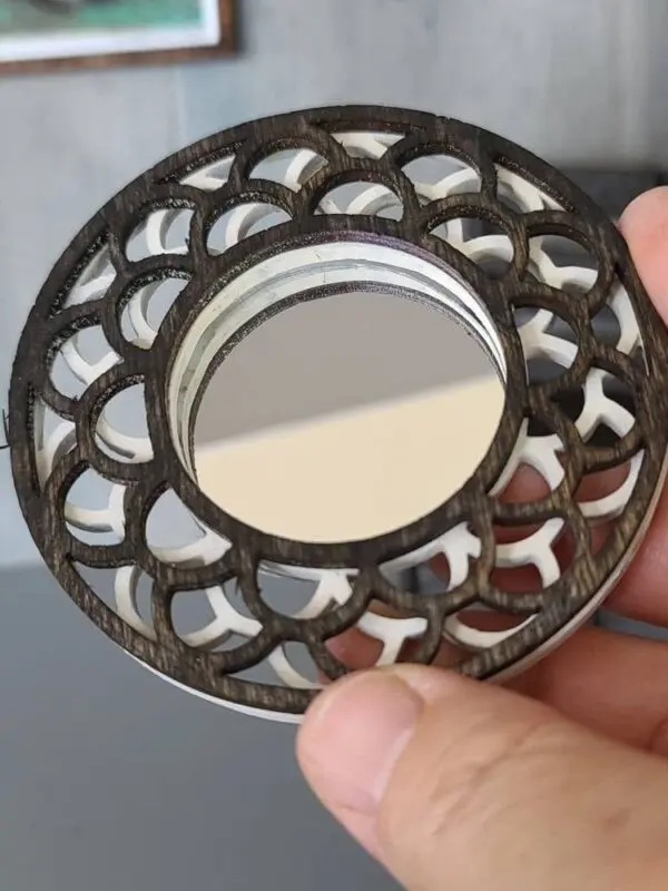 Lovely Miniature Round Scalloped Edge Mirror