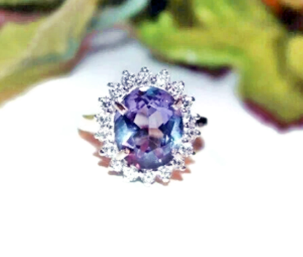 Lab Created Alexandrite Halo Ring