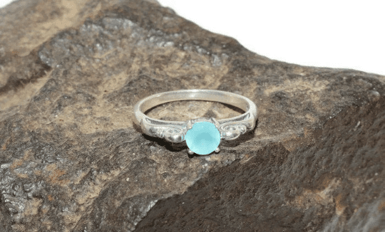 Stunning Natural Aqua Chalcedony Gemstone Ring