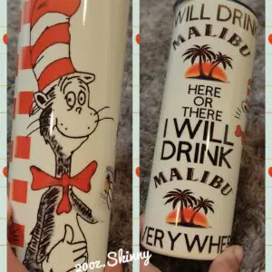 Whimsical Dr Seuss and Malibu Rum 20oz tumbler