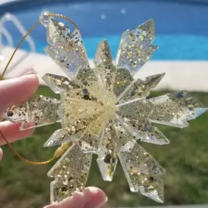 Beautiful Glitter Resin Snowflake Ornament