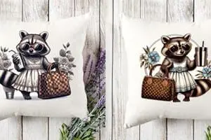 Raccoon Elegance Accent Pillow