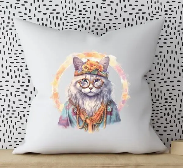 Hippie Cats Accent Pillow Covers