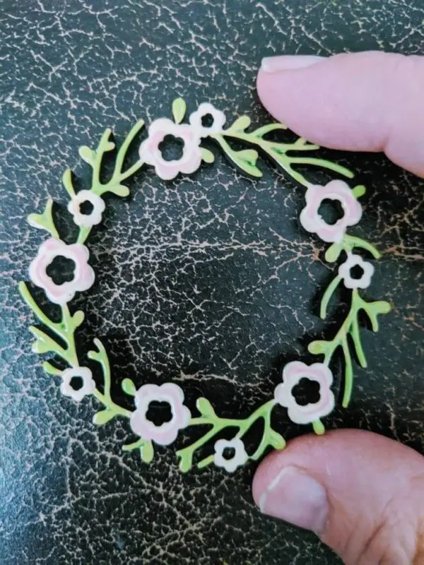 Miniature Dollhouse Painted Flower Wreath