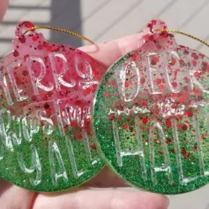 Festive Round Christmas Ornament Red and Green