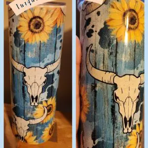 Turquoise and Sunflower Tumbler