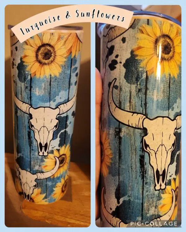 Turquoise And Sunflower Tumbler