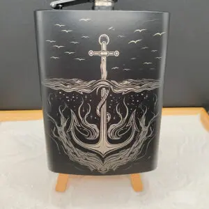 Gorgeous Laser Engraved Anchor Image on a Stainless Steel Flask