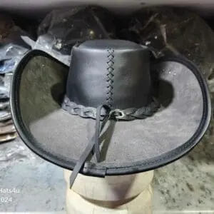 Odin-Inspired Black Leather Hat