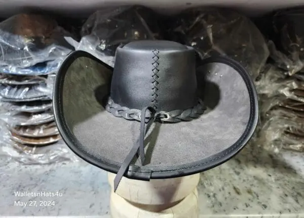 Odin-Inspired Black Leather Hat