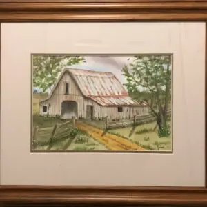 Charming An Old Barn Watercolor Painting