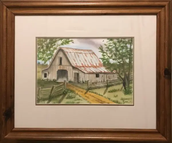 Charming An Old Barn Watercolor Painting