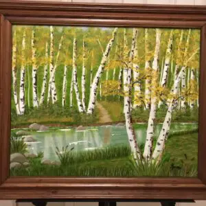 Creekside Birch Trees Original Oil Painting