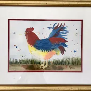 Whimsical Rooster Watercolor Painting