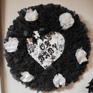 Black and White Baby Shower Wreath