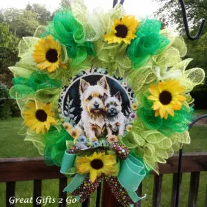 Beautiful Handmade Cairn Terrier Door Wreath