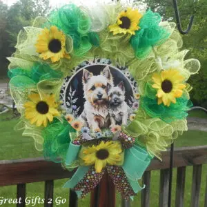 Beautiful Handmade Cairn Terrier Door Wreath