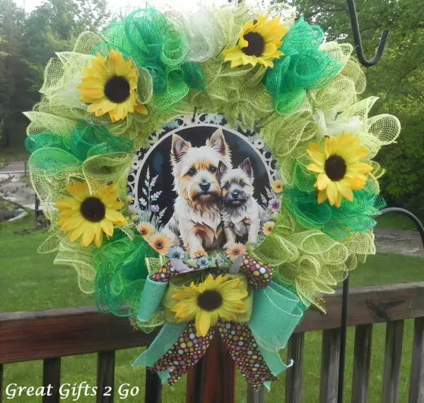 Beautiful Handmade Cairn Terrier Door Wreath