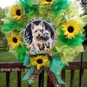 Beautiful Handmade Cairn Terrier Door Wreath