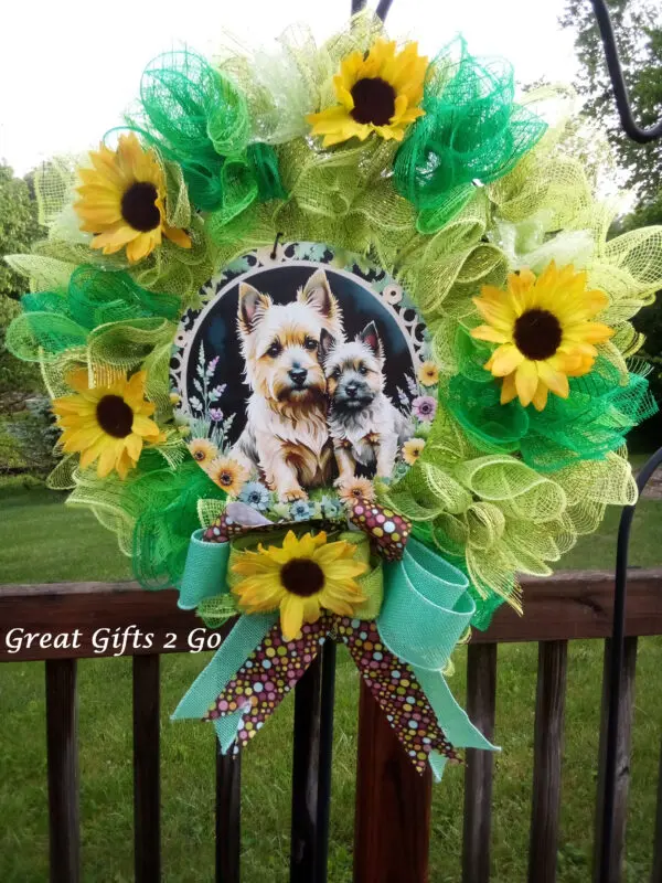 Beautiful Handmade Cairn Terrier Door Wreath