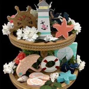 Coastal Beach Tiered Tray Decor