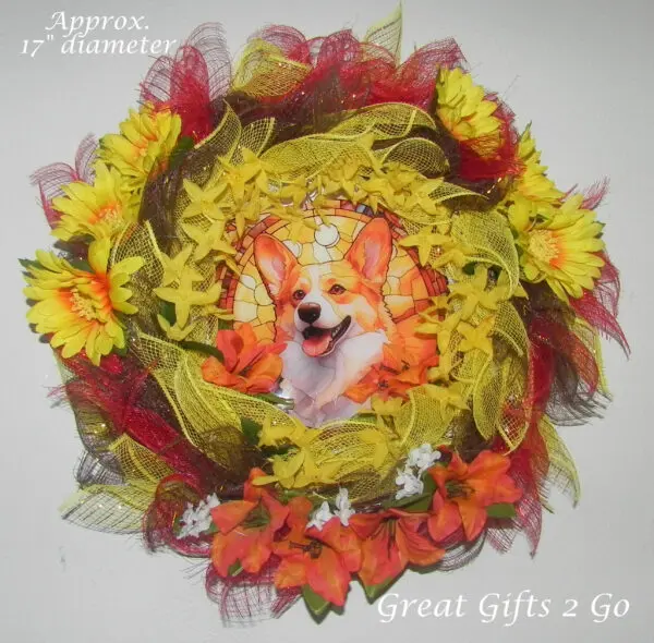 Adorable Corgi Fall Wreath