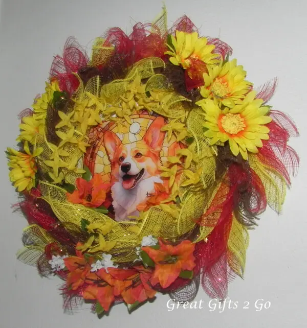 Adorable Corgi Fall Wreath