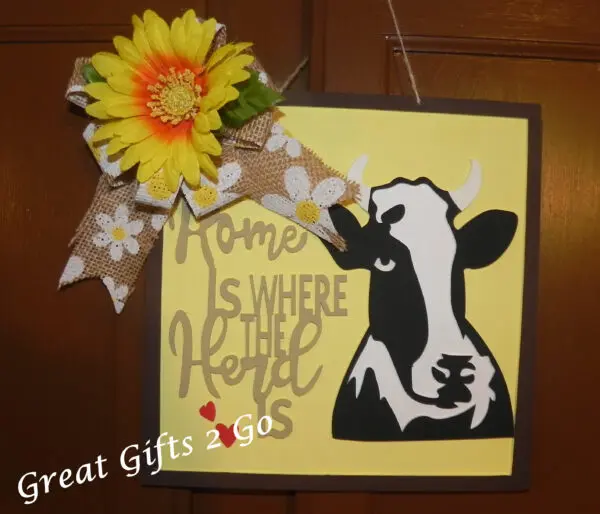 Wooden Cow Door Hanger