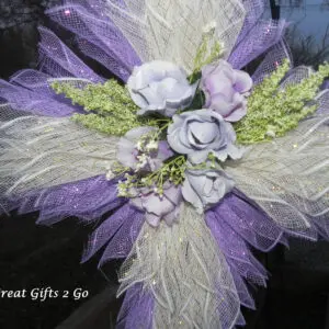 Handmade Lilac And White Cross Wreath