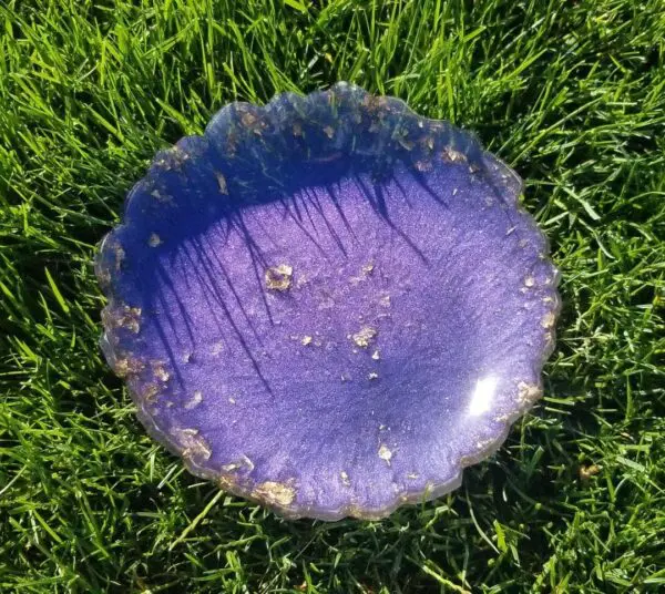 Purple Blue Color Shift With Gold Decorative Resin Bowl