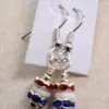 Patriotic Crystal And Glass Dangle Earrings