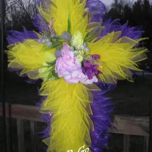 Yellow And Purple Cross Wreath