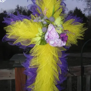 Yellow And Purple Cross Wreath