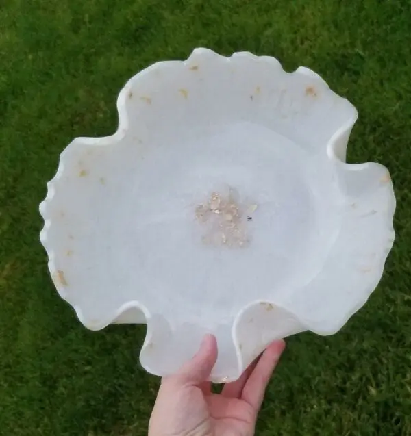 Mesmerizing Pearl White And Gold Decorative Resin Bowl