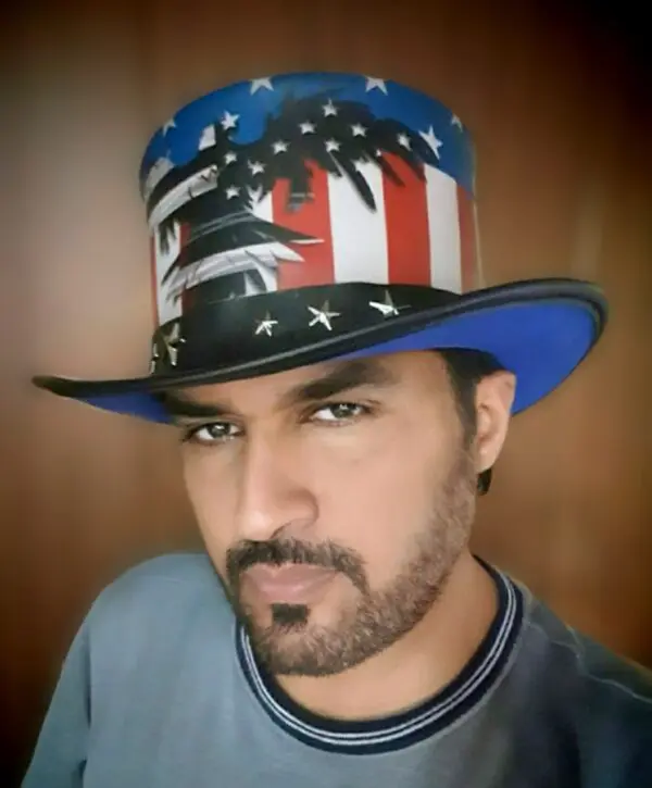 Patriotic Eagle Black Leather Top Hat