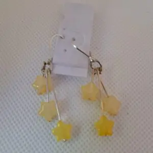 Unique Yellow Star Czech Glass Earrings