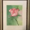 Delicate Pink Rose Bud Original Watercolor Painting