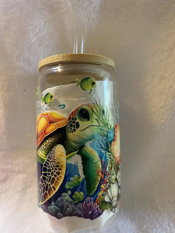 Beautiful Bright Libby Can Glass Turtle