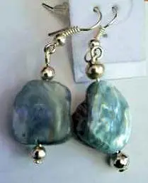 Blue Gray Shell Dangle Earrings