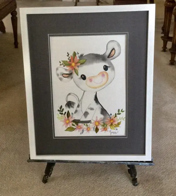 Whimsical Cow Watercolor Painting Print