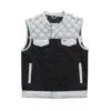 Club Style Biker Canvas And Leather Vest