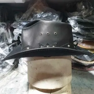 Country Cowboy Black Grain Leather Hat