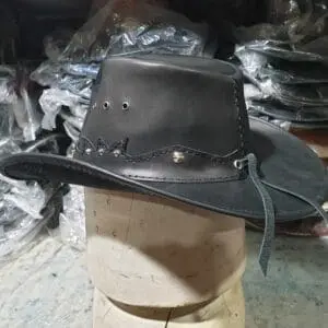 Country Cowboy Black Grain Leather Hat