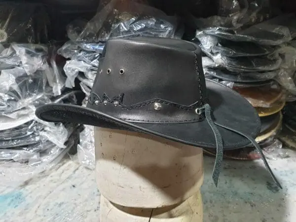 Country Cowboy Black Grain Leather Hat