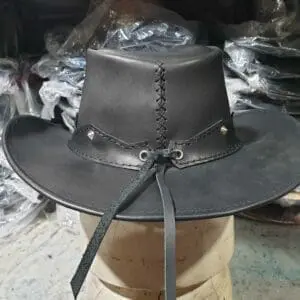 Country Cowboy Black Grain Leather Hat