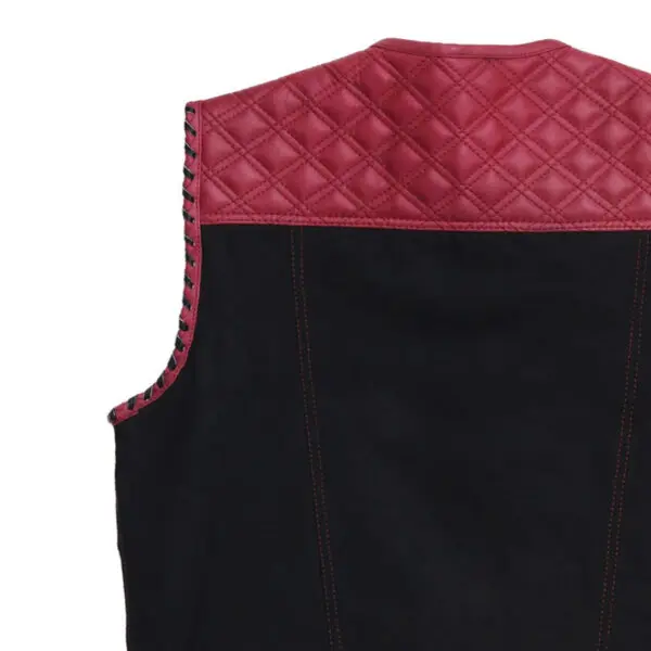 Hunt Club Style Biker Canvas And Leather Vest