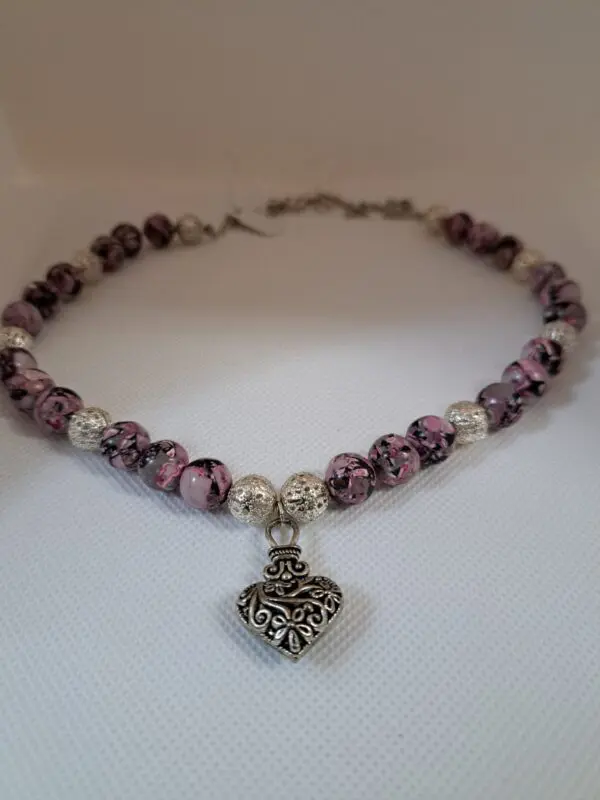 Mottled Pink And Silver Necklace