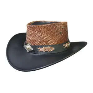 Outback Snake Textured Black Leather Cowboy Hat